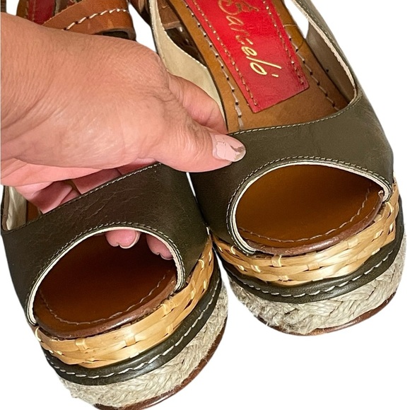 PALOMA BARCELO Platform
Leather Wicker Wedge Sandals
37 Olive/Brown Ankle Strap - Picture 11 of 16